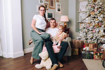 happy family posing at home 