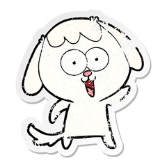 distressed sticker of a cute cartoon dog
