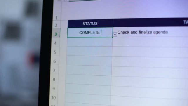 Complete status written to check and finalized agenda task, check-list, planning