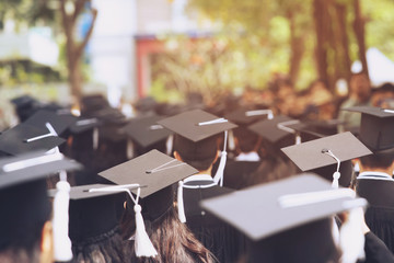 Group of Graduates during commencement. Concept education congratulation in University. Graduation...