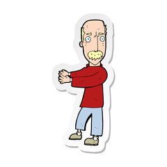 Obraz premium sticker of a cartoon balding man explaining