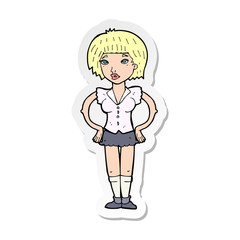 sticker of a cartoon woman with hands on hips
