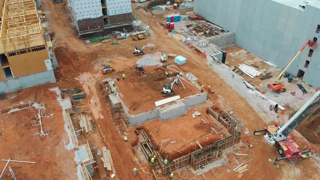 Aerial of Building Construction Site