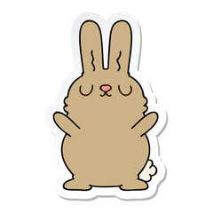 sticker of a quirky hand drawn cartoon rabbit