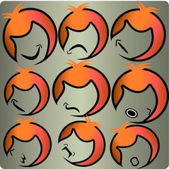 nine women facial expression