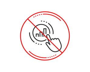 No or stop sign. Statistics line icon. Column chart sign. Growth graph diagram symbol. Caution prohibited ban stop symbol. No  icon design.  Vector