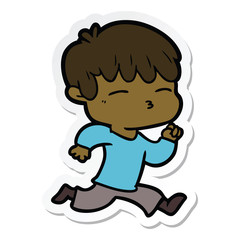 sticker of a cartoon curious boy