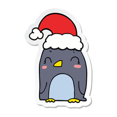 sticker of a cute christmas penguin