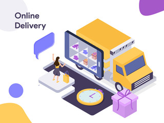 Online Delivery Isometric Illustration. Modern flat design style for website and mobile website.Vector illustration