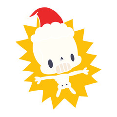 christmas cartoon of kawaii skeleton