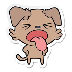 sticker of a cartoon disgusted dog