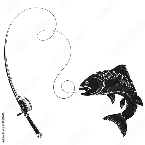 Download Fish Fishing Pole Silhouette