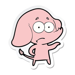 sticker of a cartoon unsure elephant