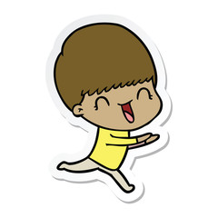 sticker of a happy cartoon boy