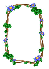 Twisted wild lianas branches frame. Jungle vines plants.