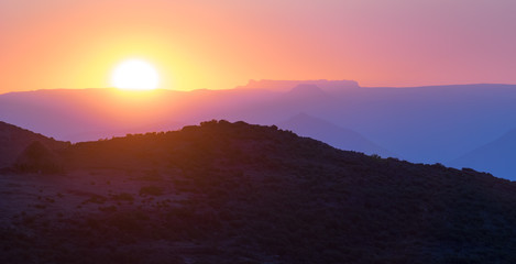 Spectacular Sunset of the Maluti Mountains in the Kingdom of Lesotho