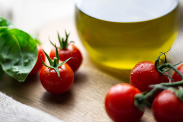 Cherry tomatoes and oil