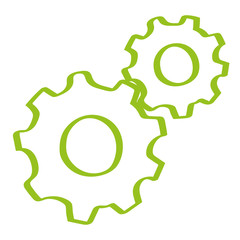 Handgezeichnete Zahnräder in hellgrün