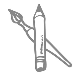 Handgezeichneter Bleistift und Pinsel in grau
