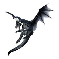 3D Rendering Fairy Tale Dragon on White