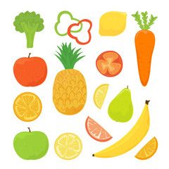 Set of Fruits and Vegetables