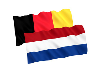 Flags of Belgium and Netherlands on a white background