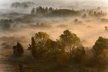 veduta panoramica con nebbia