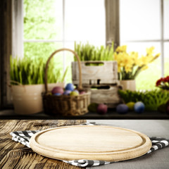 Desk of free space and easter time. Free space for your decoration. 