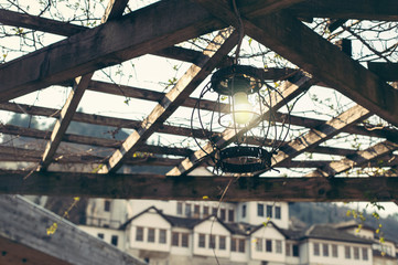 Old vintage street lamp in Gjirokaster, Albania