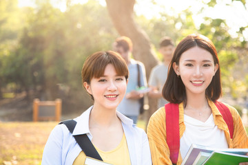 portrait of  Asian college student on campus