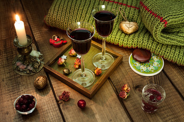 Still life with two glasses of wine.