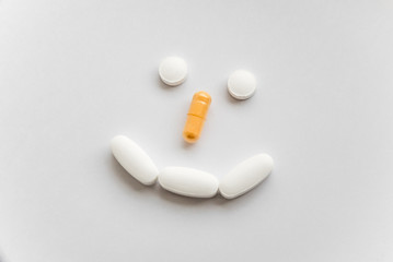The photo of several tablets on a white background