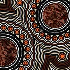Aboriginal art vector background. Illustration based on aboriginal style of dot painting.