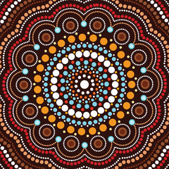 Aboriginal art vector background. Illustration based on aboriginal style of dot painting.