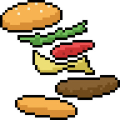 Fototapeta premium vector pixel art burger recipe