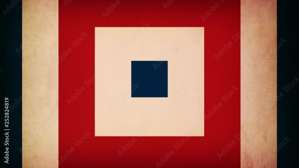 Poster vintage abstract squares loop/ animation loop of a retro background, with hypnotic elegant blue, red
