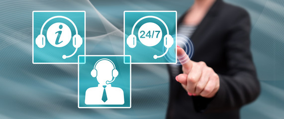 Woman touching an online information concept