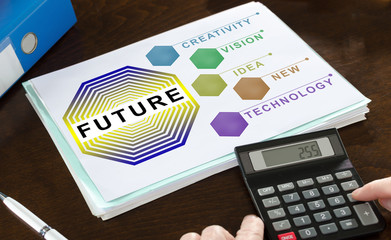 Future concept illustrated on a paper