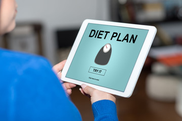 Diet plan concept on a tablet