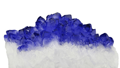 isolated blue sapphires in white crystals