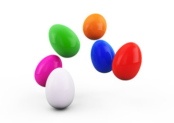 Colorful Easter eggs. 3d render illustration