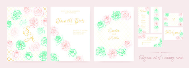 Wedding Cards or Invitation Templates Set.