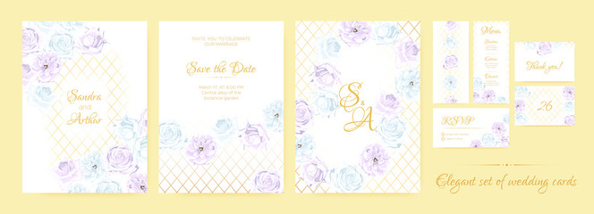 Vintage Wedding Invite Watercolor Set.