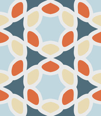 Seamless pattern morrocan ornament. Floral textile print. Islamic vector design. Oriental background with abstract flowers. Hexagonal trefoil swatch. Stained glass vitrage.