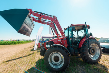 Red front-end loader