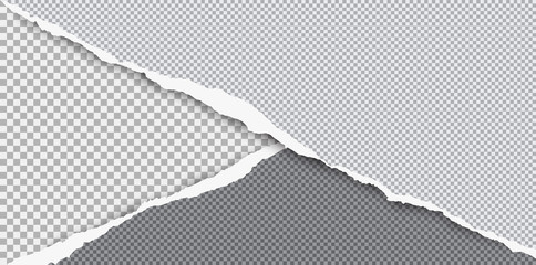Torn squared grey paper in corners are on background with space for text. Vector illustration