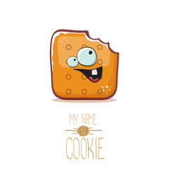 vector funny cookie character isolated on white background. My name is cookie concept illustration. funky food character or bakery label mascot