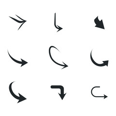 Vector illustration of curved arrow icons. curved arrow icons set. curve icons