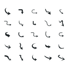 Vector illustration of curved arrow icons. curved arrow icons set. curve icons