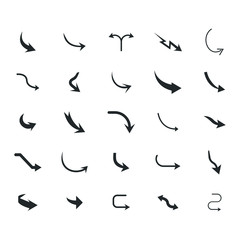 Vector illustration of curved arrow icons. curved arrow icons set. curve icons